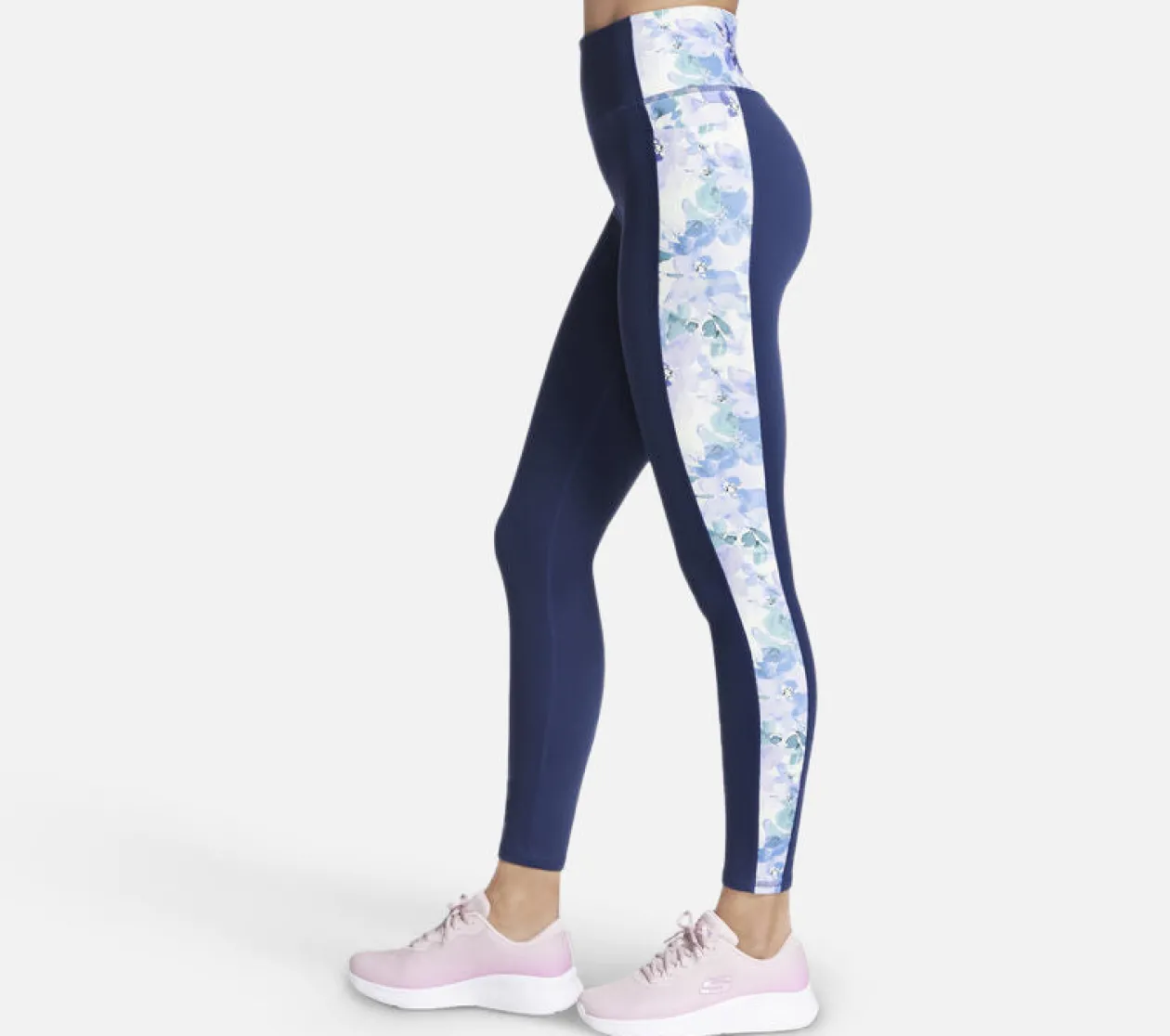 GO WALK Seascape Floral Full Length High-Waisted Legging